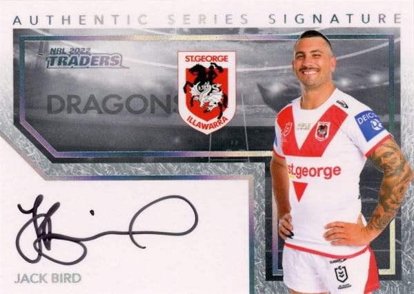 2022 NRL Traders Authentic Signature White - ASW13 Jack Bird St George Dragons