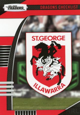 2022 NRL Traders Common Card - Base 121 Checklist St George Dragons