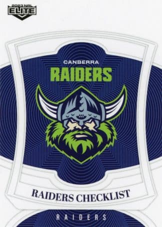 2023 NRL Elite Common Card - Base 010 Canberra Raiders Checklist