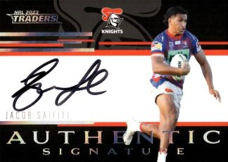 2023 NRL Traders Authentic Signatures Black - ASB08 Jacob Saifiti Newcastle Knights