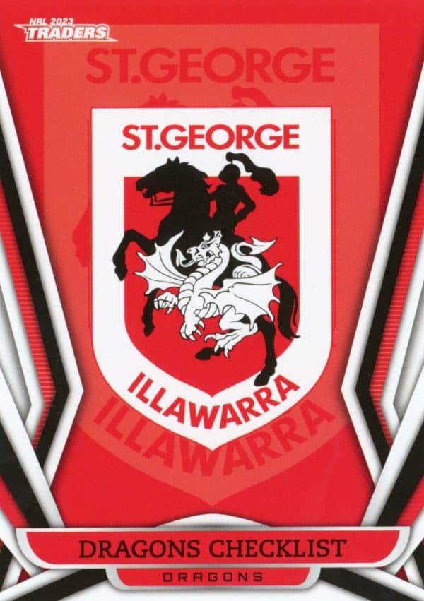 2023 NRL Traders Common Card - Base 121 Checklist St George Dragons