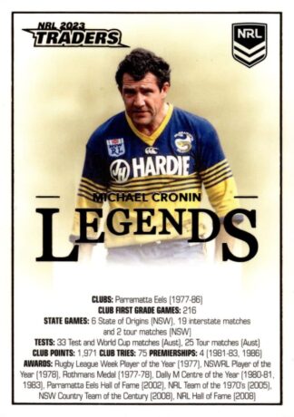 2023 NRL Traders Legends Case Card - CCL21 Michael Cronin Parramatta Eels