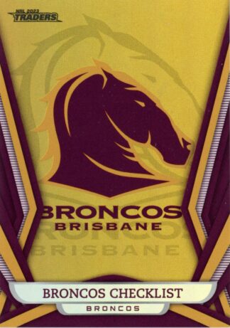 2023 NRL Traders Gold Pearl Specials - GS001 Checklist Brisbane Broncos