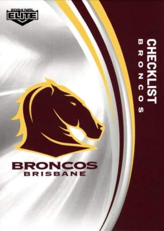 2024 NRL Elite Common Card - Base 001 Checklist Brisbane Broncos