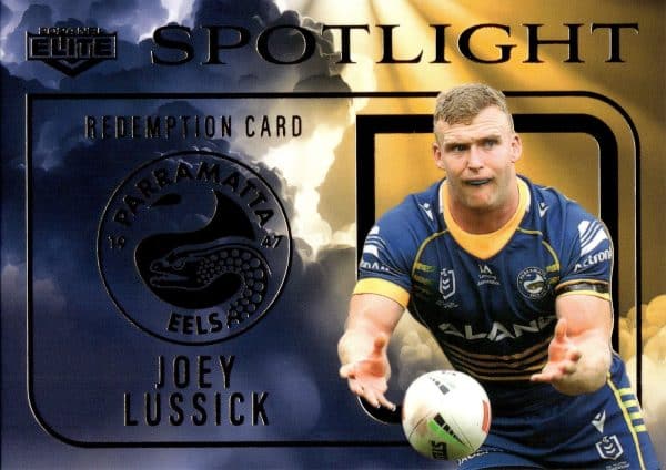 2024 NRL Elite Spotlight Jersey Patch Booklet - SB6 Joey Lussick Parramatta Eels