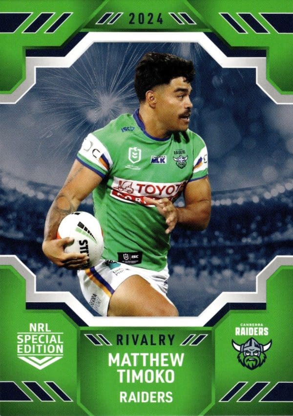 2024 NRL Rivalry Common Card - Base 07 Matthew Timoko Canberra Raiders
