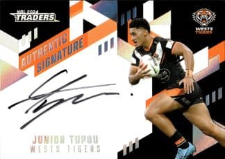 2024 NRL Traders NRL Authentic Signature Black - AB17 Junior Tupou Wests Tigers
