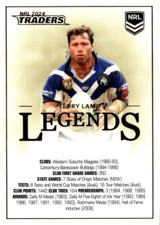 2024 NRL Traders Legends Case Card - CCL23 Terry Lamb Canterbury Bulldogs