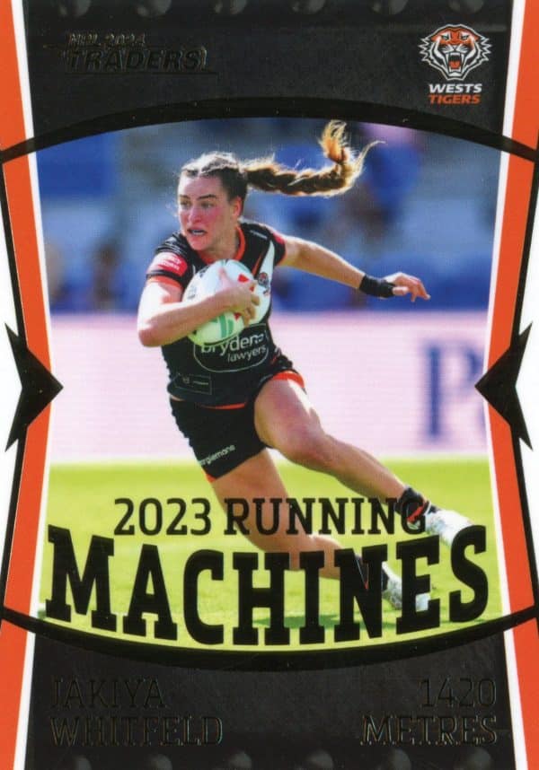 2024 NRL Traders NRLW Running Machine - RM27 Jakiya Whitfeld Wests Tigers