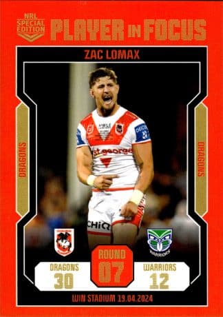 2024 NRL Player In Focus Round 07 - IF07 Zac Lomax St George Dragons