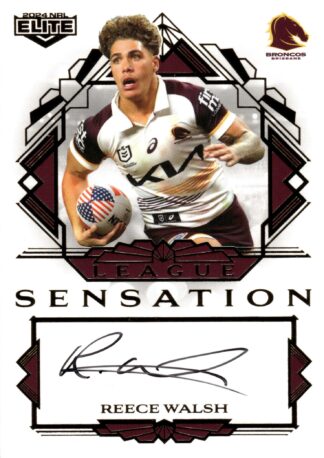 2024 NRL Elite White League Sensations Signature - LSW01 Reece Walsh Brisbane Broncos