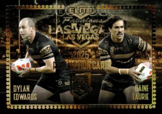 2025 NRL Elite Las Vegas Signature Booklet - VRS3 Dylan Edwards & Daine Laurie Penrith Panthers