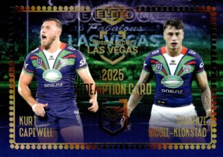 2025 NRL Elite Las Vegas Signature Booklet - VRS4 Kurt Capewell & Charnze Nicoll-Klokstad Warriors