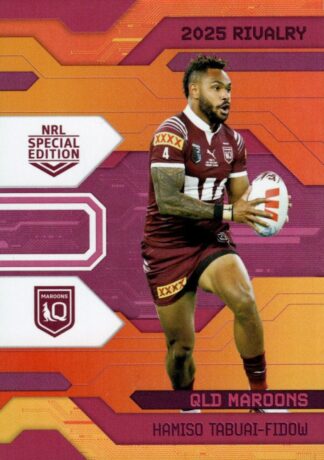 2025 NRL Rivalry Orange Special - SOR26 Hamiso Tabuai-Fidow QLD Maroons