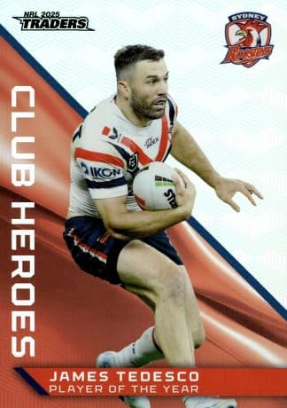 2025 NRL Traders Club Heroes Album Card - CHA37 James Tedesco Sydney Roosters