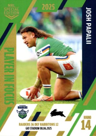 2025 NRL Player In Focus Round 14 - IF14 Josh Papali'i Canberra Raiders