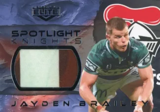 2025 NRL Elite Spotlight Jersey Patch - S5 Jayden Brailey Newcastle Knights