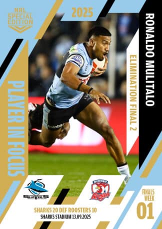 2025 NRL Player In Focus Finals Week 1 Elimination Final 2 - IFEF2 Ronaldo Mulitalo Cronulla Sharks