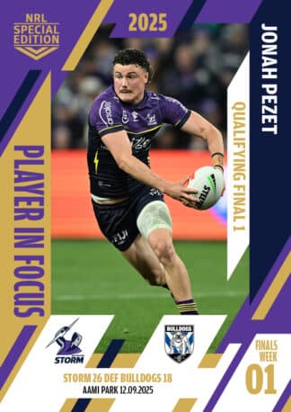 2025 NRL Player In Focus Finals Week 1 Qualifying Final 1 - IFQF1 Jonah Pezet Melbourne Storm