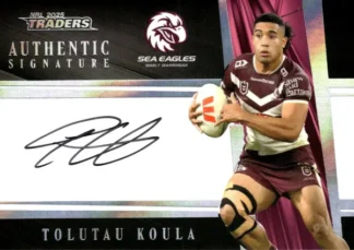 2025 NRL Traders NRL Black Authentics Signature - AB07 Tolutau Koula Manly Sea Eagles