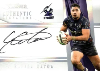 2025 NRL Traders NRL White Authentics Signature - AW08 Eliesa Katoa Melbourne Storm