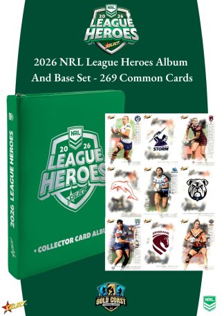 2026 NRL League Heroes Album with Full Base Set - 269 Common Cards