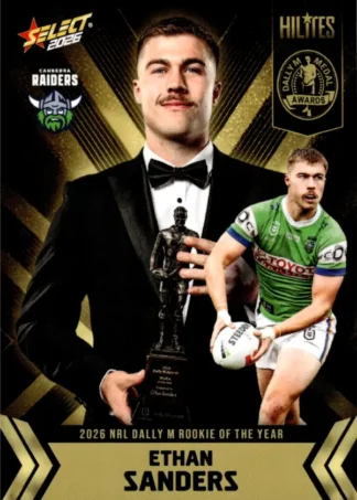The NRL Trading Card Specialists 5 2026 NRL Hilites Dally M Rookie Of The Year - NHD2 Ethan Sanders Canberra Raiders