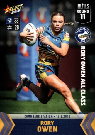 The NRL Trading Card Specialists 9 2026 NRLW Hilites Round 11 - NWH11 Rory Owen Parramatta Eels