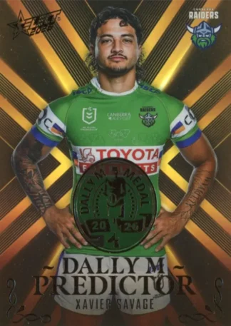 2026 NRL League Heroes Dally M Predictor Gold - DPG06 Xavier Savage Canberra Raiders