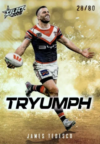 2026 NRL League Heroes Tryumph Gold - TG088 James Tedesco Sydney Roosters