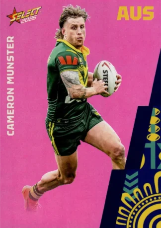 2026 Rugby League World Cup Base Parallel Pink - BP008 Cameron Munster Australia