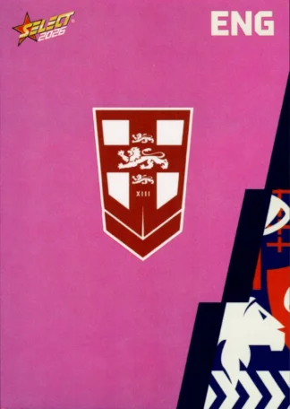 2026 Rugby League World Cup Base Parallel Pink - BP028 England Logo Card