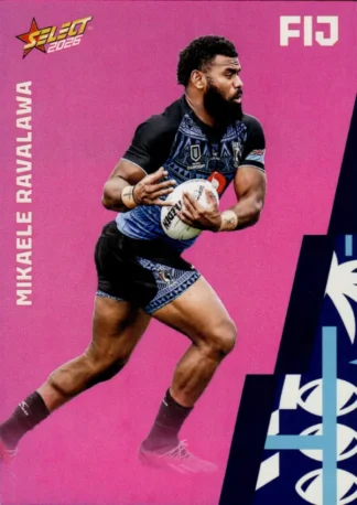 2026 Rugby League World Cup Base Parallel Pink - BP049 Mikaele Ravalawa Fiji