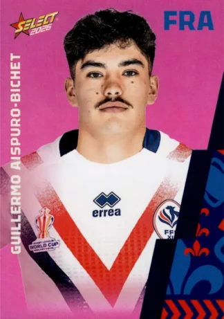 2026 Rugby League World Cup Base Parallel Pink - BP055 Guillermo Aispuro-Bichet France