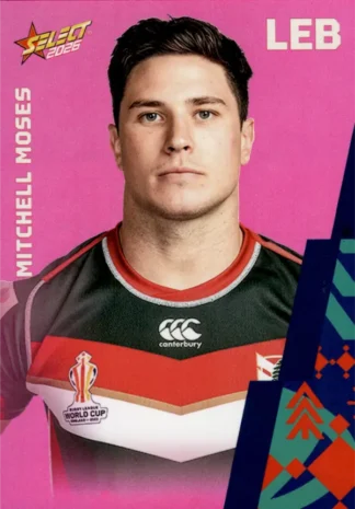 2026 Rugby League World Cup Base Parallel Pink - BP073 Mitchell Moses Lebanon