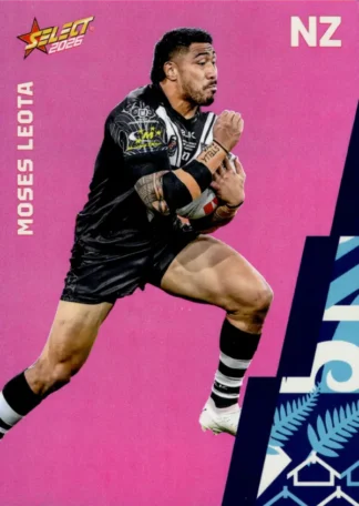 2026 Rugby League World Cup Base Parallel Pink - BP088 Moses Leota New Zealand