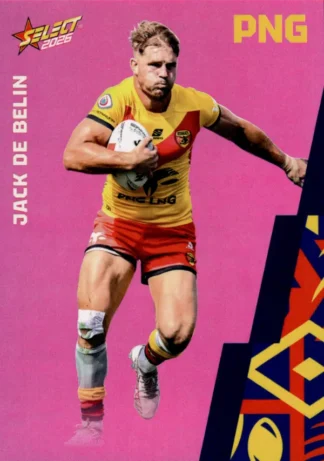 2026 Rugby League World Cup Base Parallel Pink - BP095 Jack De Belin PNG