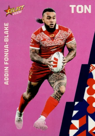 2026 Rugby League World Cup Base Parallel Pink - BP122 Addin Fonua-Blake Tonga