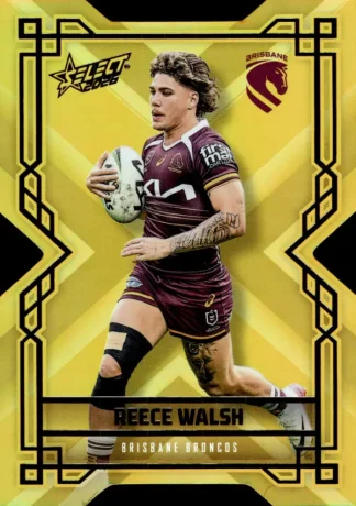 2026 NRL League Heroes Colours Die-Cut Gold - CDG012 Reece Walsh Brisbane Broncos