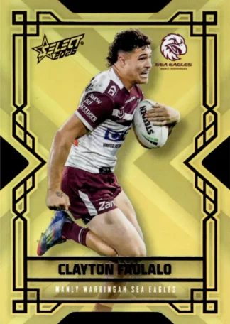 2026 NRL League Heroes Colours Die-Cut Gold - CDG081 Clayton Faulalo Manly Sea Eagles