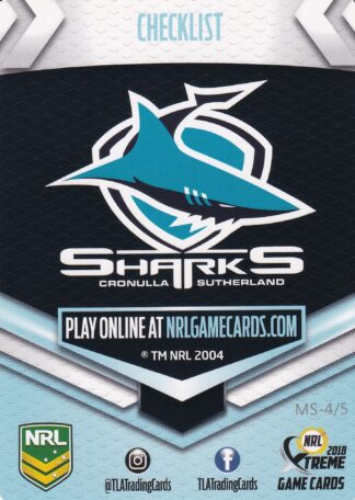 2018 NRL Xtreme Team Master Set #4 - Cronulla Sharks