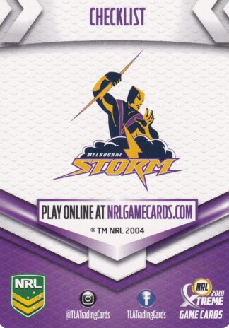 2018 NRL Xtreme Team Master Set #4 - Melbourne Storm