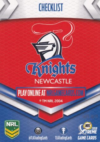 2018 NRL Xtreme Team Master Set #4 - Newcastle Knights