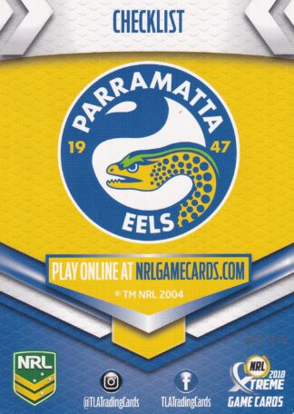 2018 NRL Xtreme Team Master Set #4 - Parramatta Eels