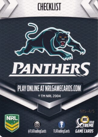 2018 NRL Xtreme Team Master Set #4 - Penrith Panthers