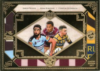 2020 NRL Elite Futera Replica 1 Of 1 Gold Card Master Set #4 - MS02 Woods, Koroisau, Gutherson,