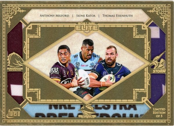 2021 NRL Elite Futera Replica 1 Of 1 Gold Card Master Set #4 - MS01 Milford, Katoa, Eisenhuth,