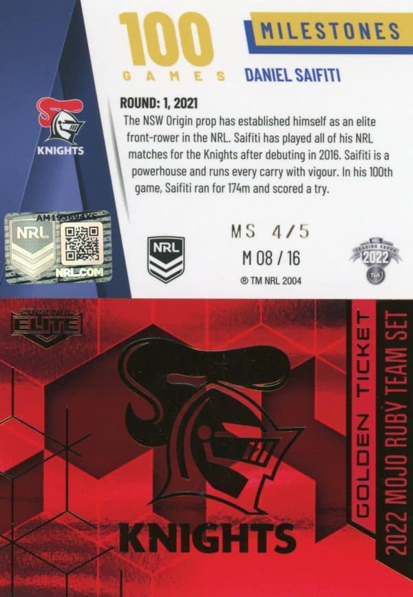 2022 NRL Elite Team Master Set #4 - Newcastle Knights - Image 8