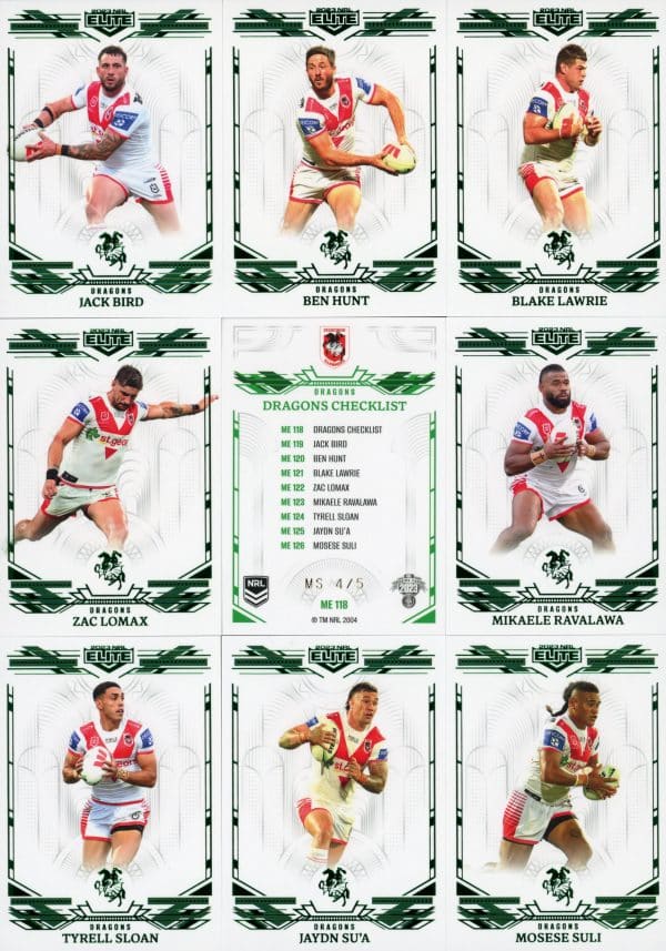 2023 NRL Elite Team Master Set #4 - St George Dragons - Image 10